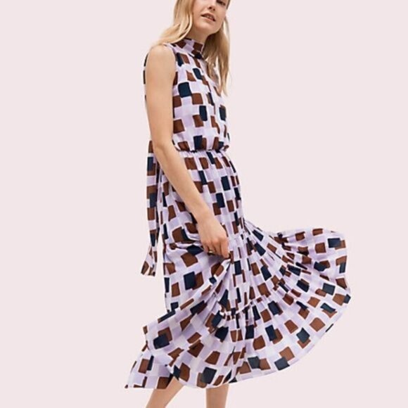 Kate Spade New York Geo Squares Tie-neck Dress size 6 - Picture 1 of 10